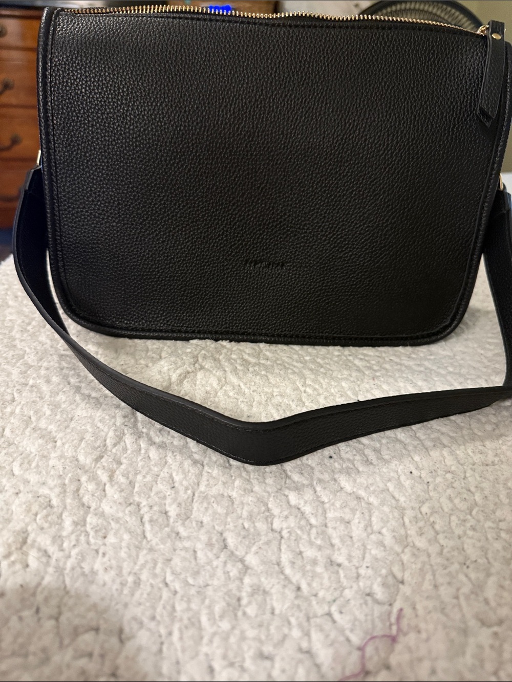 Black Leather Crossbody Bag - Unbranded